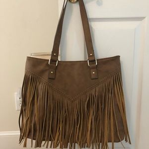 Brown fringe handbag